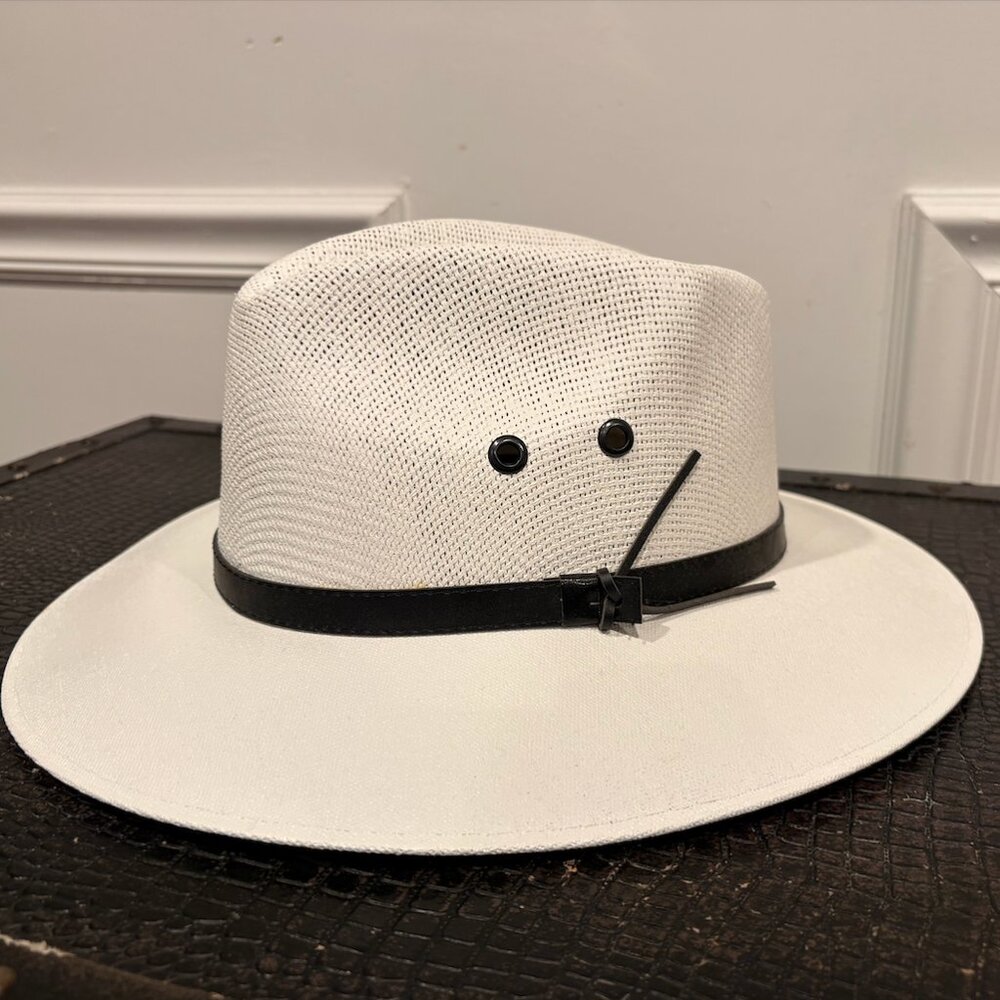 White Vacation Straw Fedora Beach Sun Hat